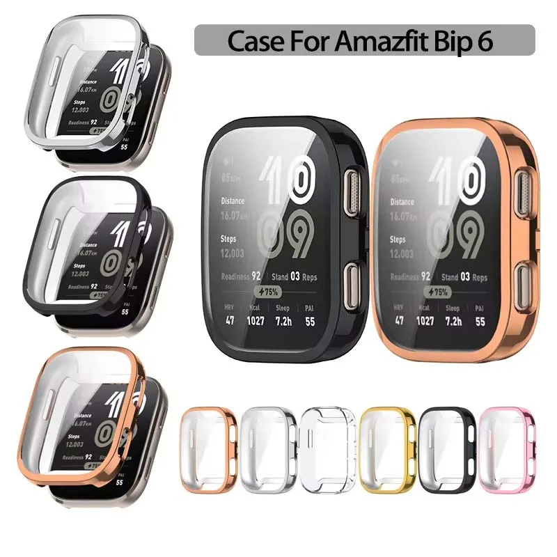 TPU-Schutzhülle mit vollständiger Abdeckung, Rahmen, Displayschutz, Zubehör, Stoßstangenabdeckung für Amazfit Bip 6 Smart Watch