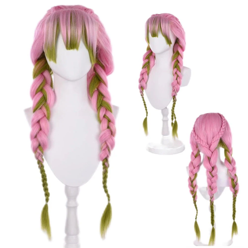 

Cosplay Wig Mannose Temple Glaze Gradient Fried Dough Twists Braid Cartoon Character Pink Long Hair Headdress Halloween Dress