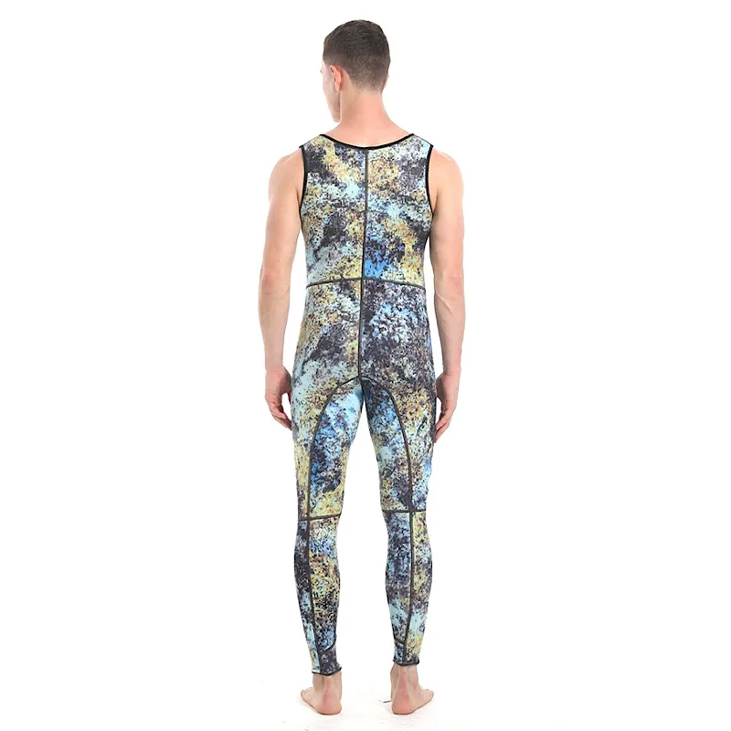 Trajes de neopreno para hombre, traje de neopreno cálido con capucha de 1,5/3MM, traje de baño de camuflaje dividido para caza de peces, snorkel, surf