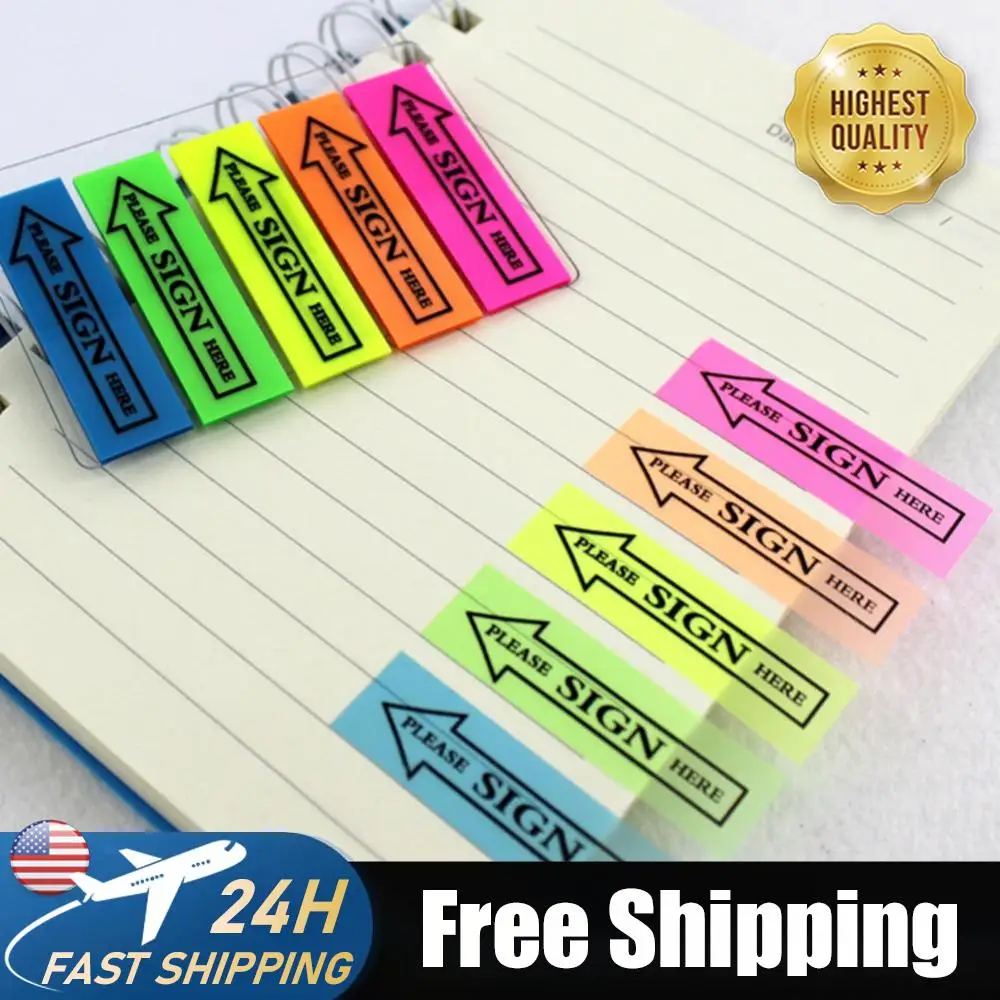 

100pcs Self Adhesive Stickers 44x12.5mm Plastic Cement Planner Index Stickers 5 Colors for Store Office Desk for Study