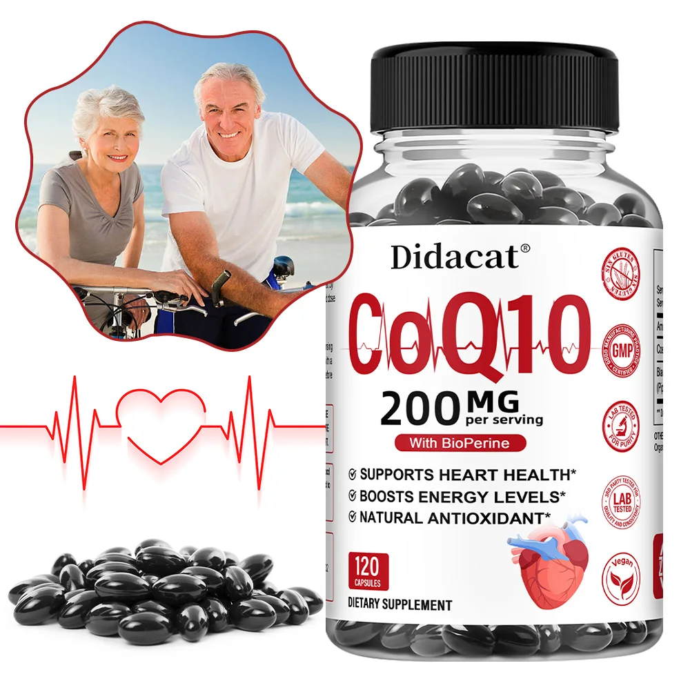 CoQ10 200mg – Heart Function & Cellular Energy Support Supplement, Antioxidant & Cardiovascular Health, Non-GMO, 120 Capsules
