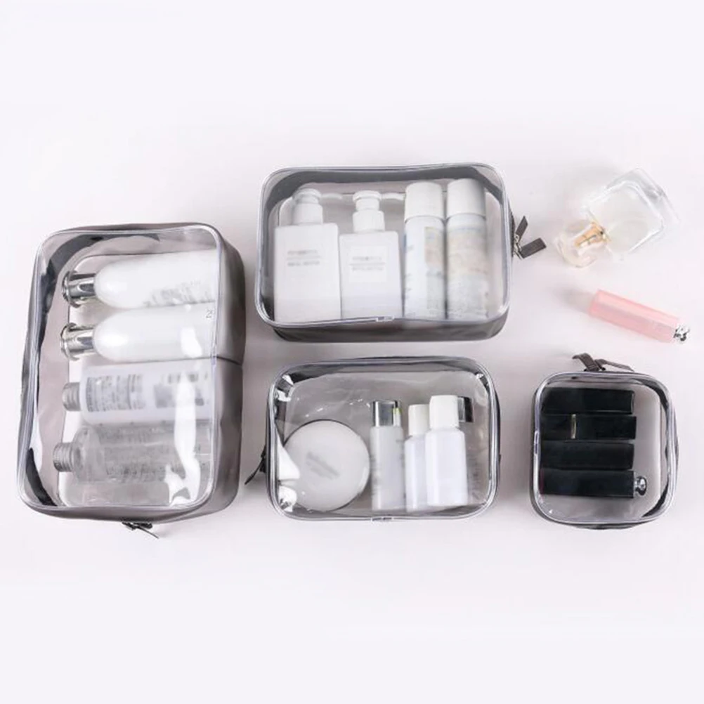 

4pcs Waterproof Cosmetics Bag Durable PVC Travel Toiletry ganizer Clear Tote Storage Makeup Lightweight Practical