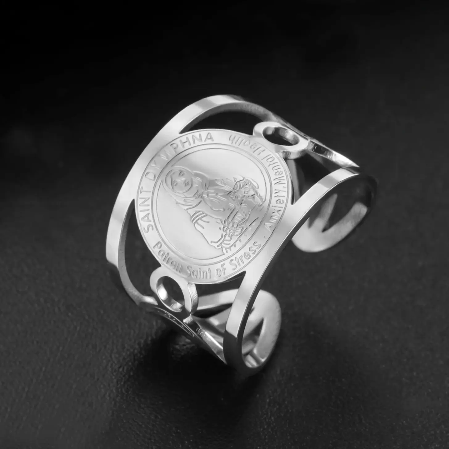 LIKGREAT Catholic Protection Ring St Dymphna Patron Rings for Women Men Mental Health Religious Jewelry Valentine's Day Gift