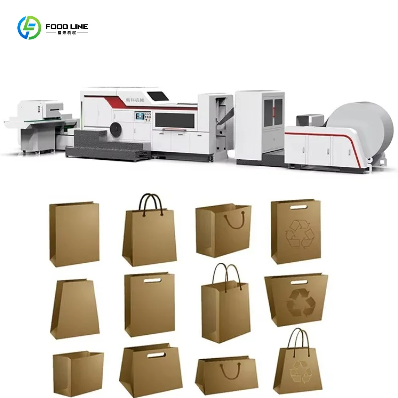 Biodegradable Flat Bottom Kraft Paper Bag Manufacturing Machine Automatic Bakery Food Packaging Equipment