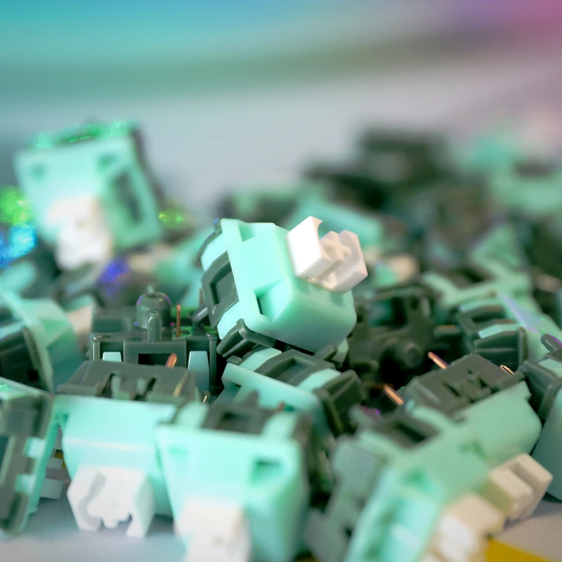 35pcs/pack Aqua Green Switch 5 Pins Linear Keyboard Switch 20mm Gold-plated Spring POM Bottom Force 45g