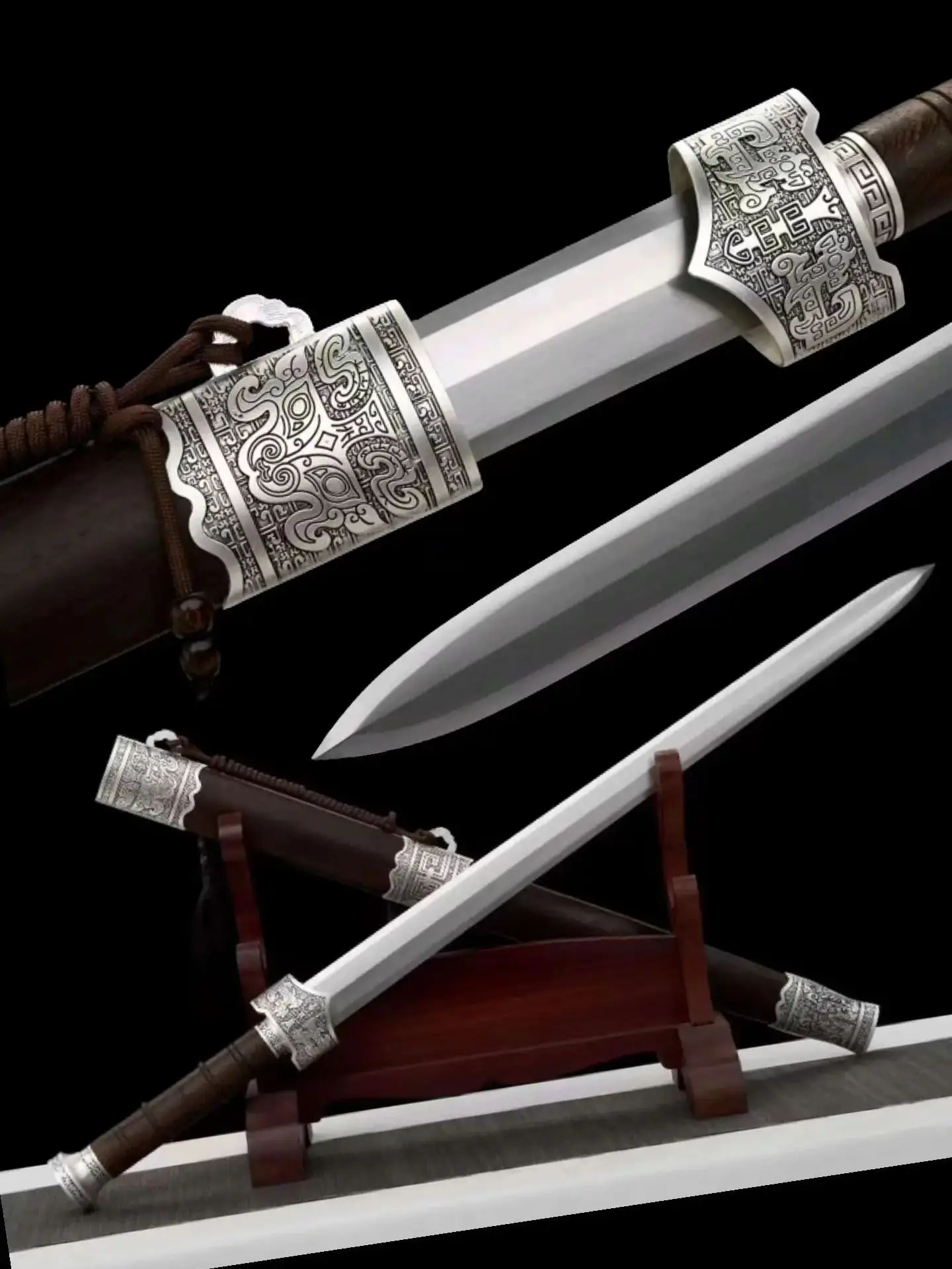 

Real Chinese Kungfu Battle Sword, Hero Zhao Yun's, Handmade Multi Refined High Manganese Steel Blade, Unsharp