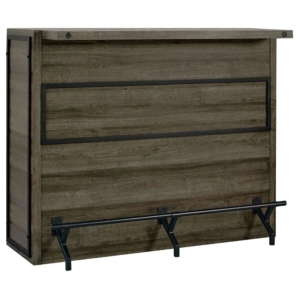 

Home Furnishings Joe Rustic Farmhouse 5Shelf Home Bar Unit Wine Liquor Storage Cabinet Aged Oak 182071