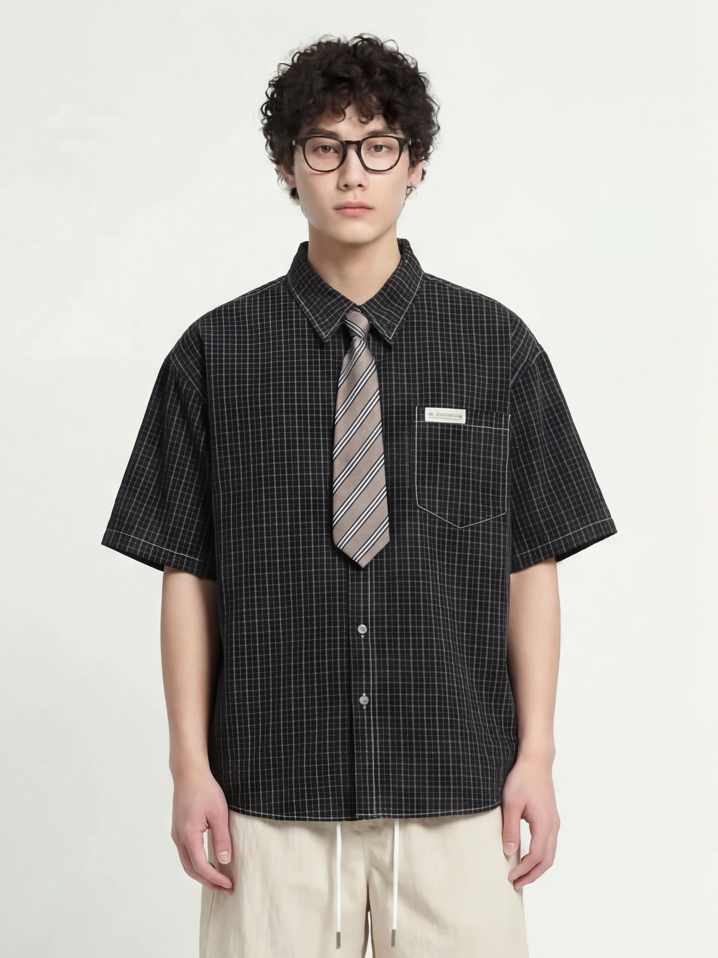 

Летняя повседневная рубашка в клетку для прохладного сезона, свободного кроя, дышащая, из смесового хлопка и полиэстера, для мужчин и женщин