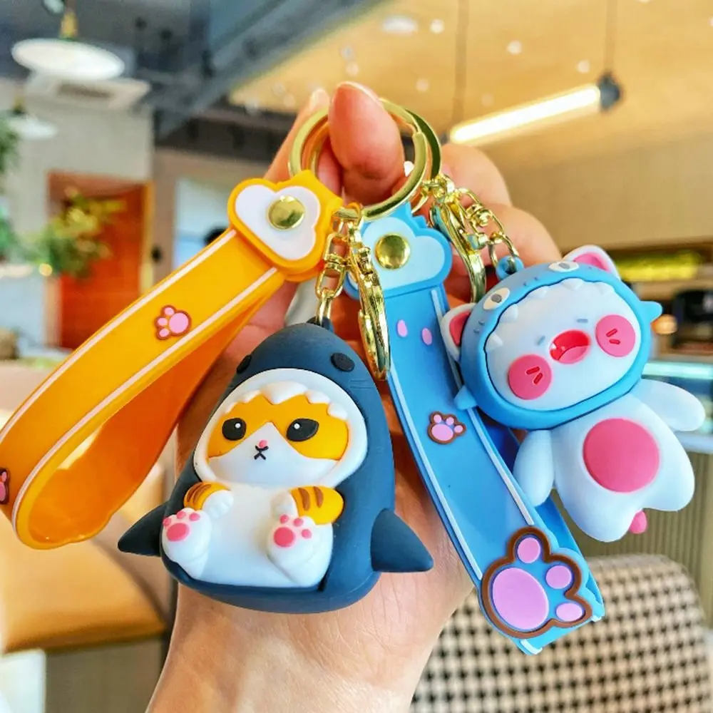 Small Toy Cute Shark Cat Keychain Creative Cartoon Car Keyrings Portable Three-dimensional Bag Accessories Men