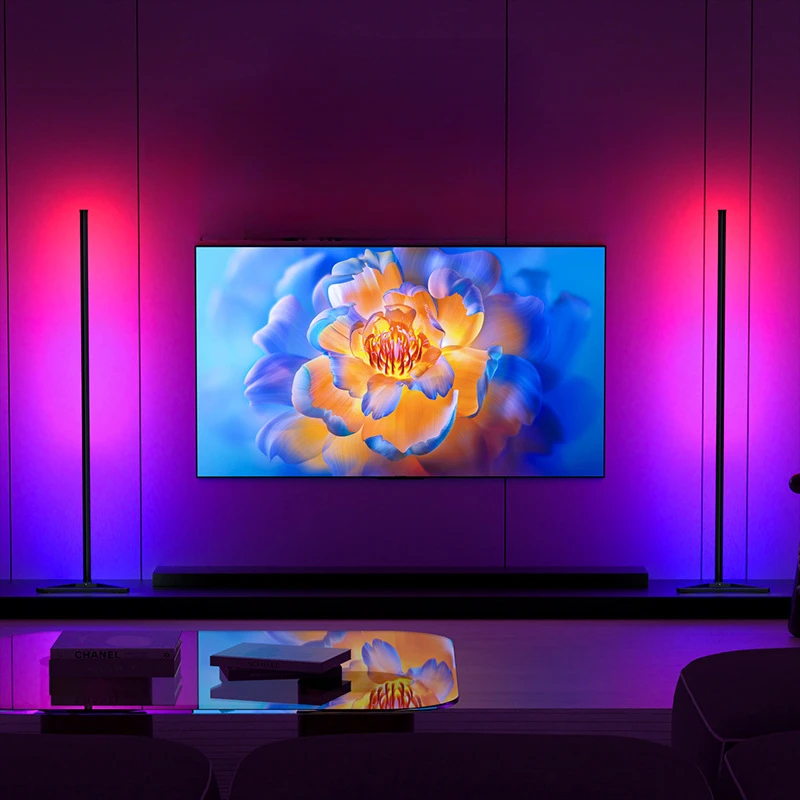 RGB Floor Lamp Magic Lights Bedroom Living Three Sections of Splicing Minimalist Corner Live Room Decor Atmosphere LED Lights