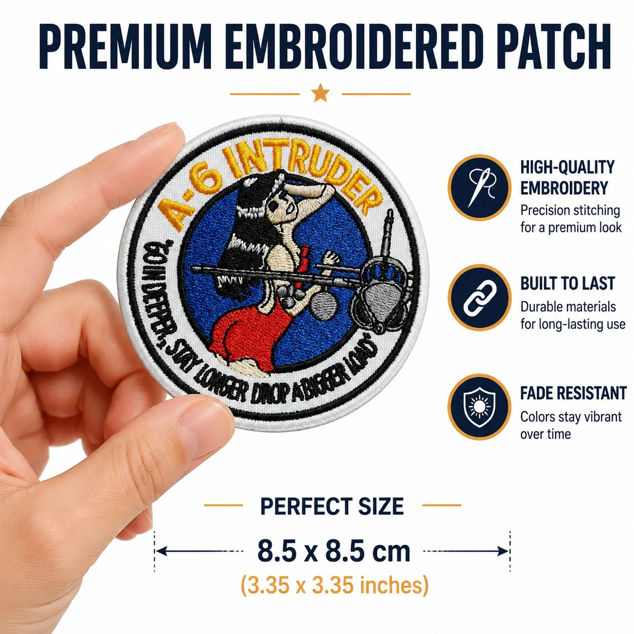 Circular Pin-up Girl Aircraft Embroidered Morale Patch Vintage Navy Plane Style Hook & Loop Patch for Backpack Jacket
