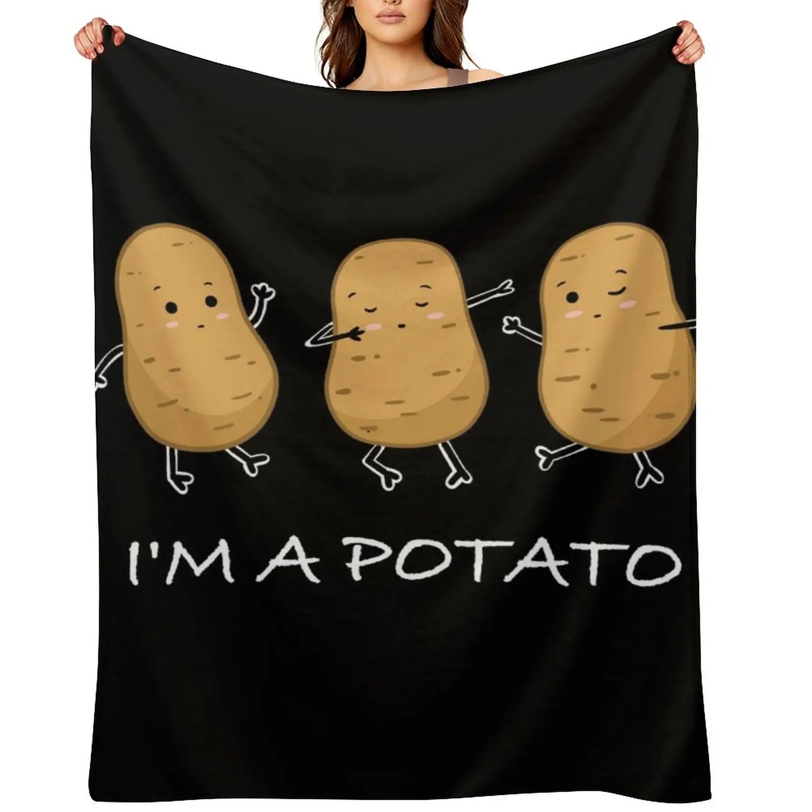 

I'm A Potato Funny Potato GIft Cute Meme Throw Blanket Blankets For Bed Sofa Luxury Furrys Blankets
