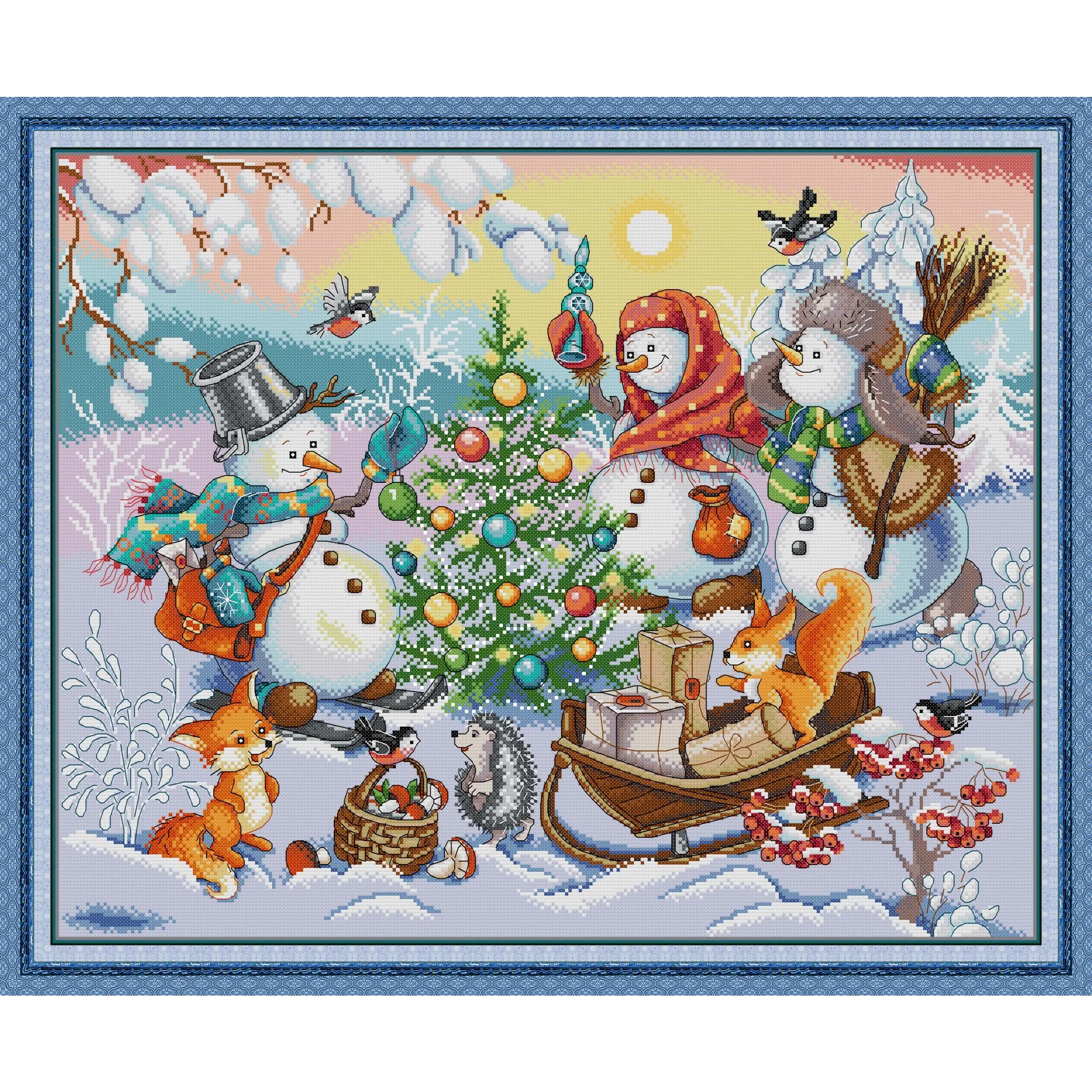 

Набор для вышивки крестом Joy Sunday с предварительной печатью, «сделай сам», легкий узор, Aida 14/11CT, набор для вышивки из штампованной ткани, рождественский подарок 3