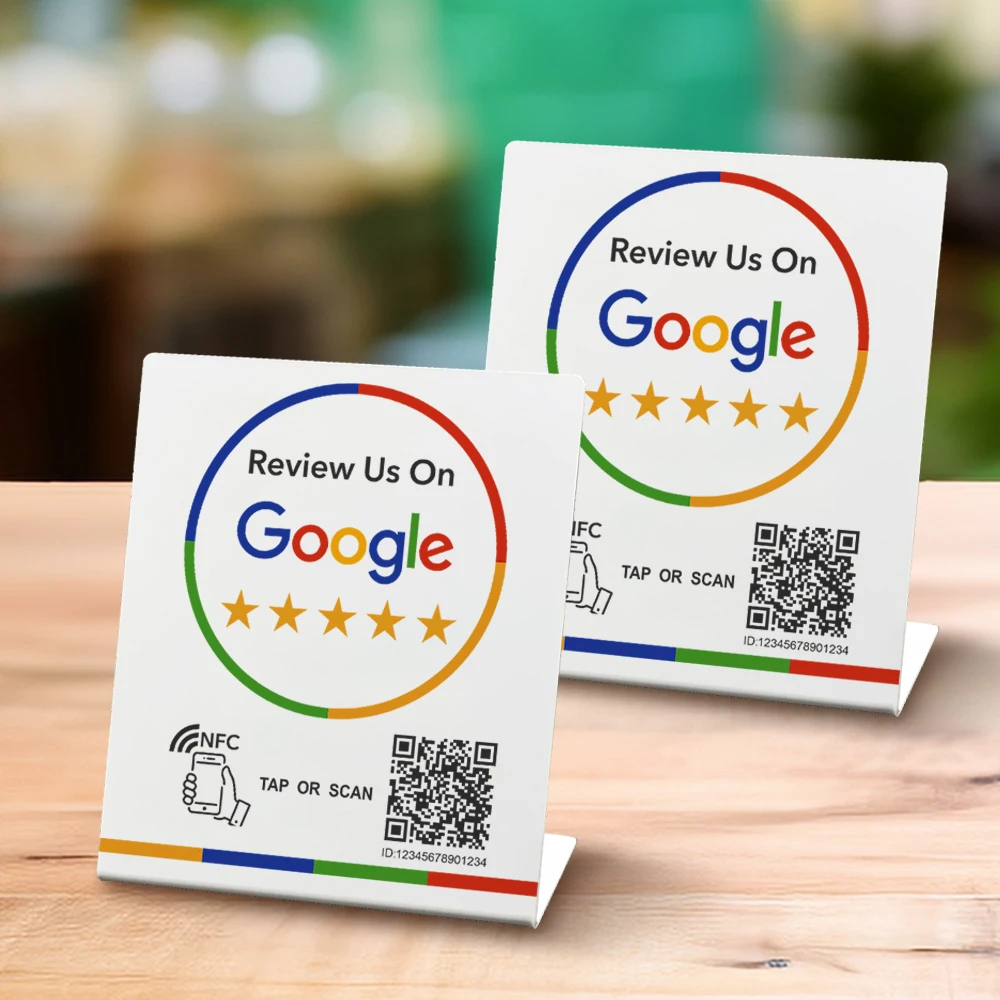NFC Tap Google Review Stand Restaurant Cafe Boost Customer Feedback Works on iPhone & Android NFC Tap and QR Code Review Cards