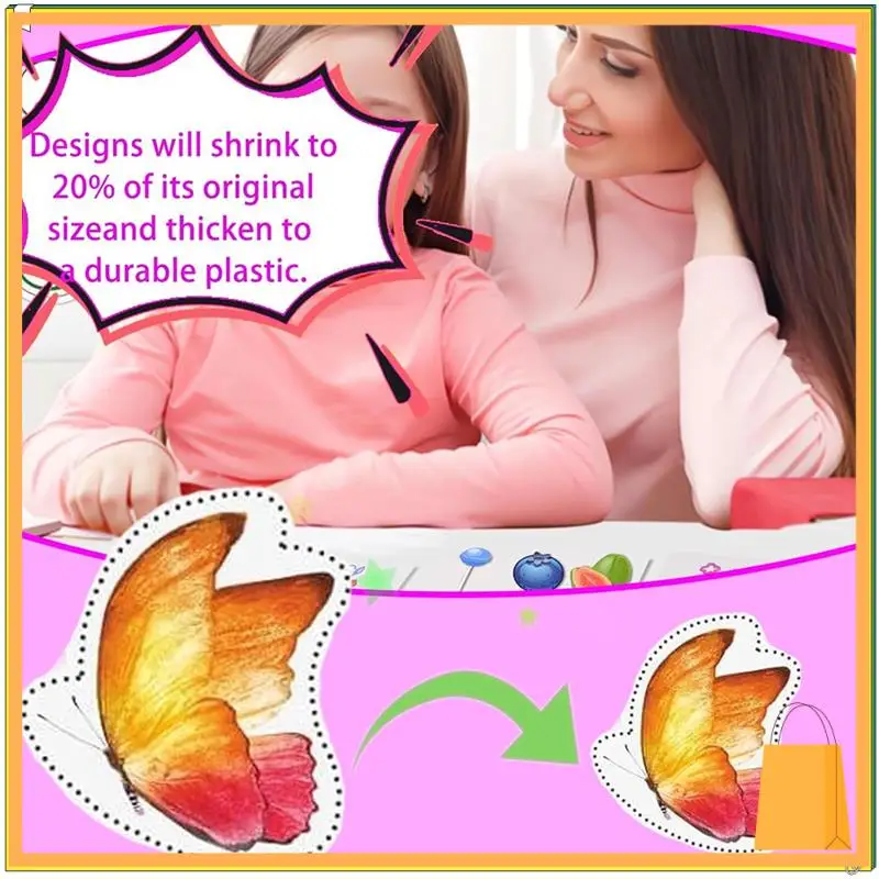 L53A-160Pcs Shrink Plastic Sheets Kit,7.9 X 5.7 Inch Shrink Paper Sheets And Keychains Making Accessories For Kids DIY Craft