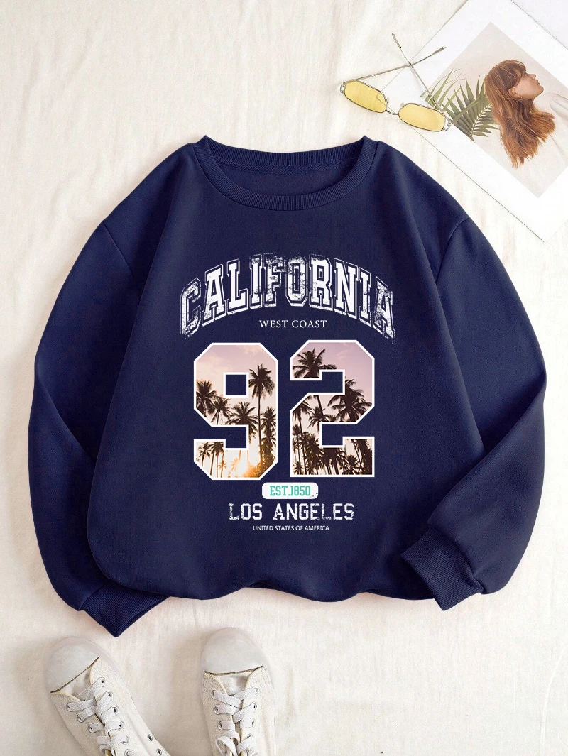 

Fashion Men Woman Sweatshirt California West Coast Printing Pullover Fleece Comfortable Crewneck Hoodie Street Couple Clothes