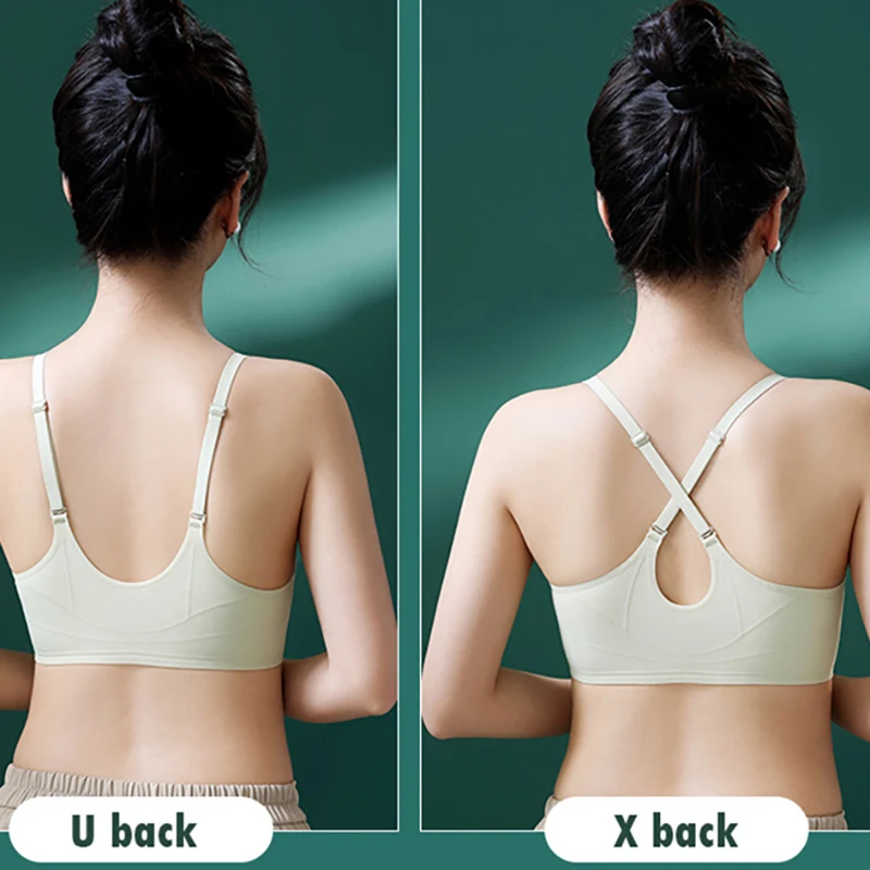 Seamless Cross Beauty Back Women Underwear Gathering One-piece Thin Design Fixed Cup Without Steel Ring Sports Sexy Bra