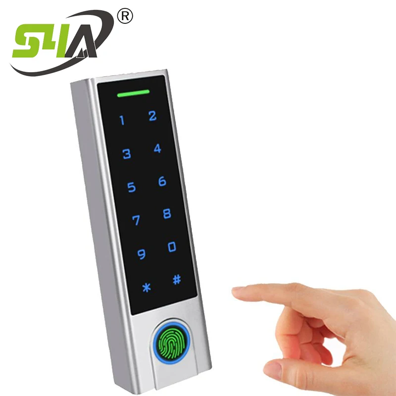 Fingerprint access control keypad rfid reader wireless door lock with remote control and wireless exit button 1000 Users