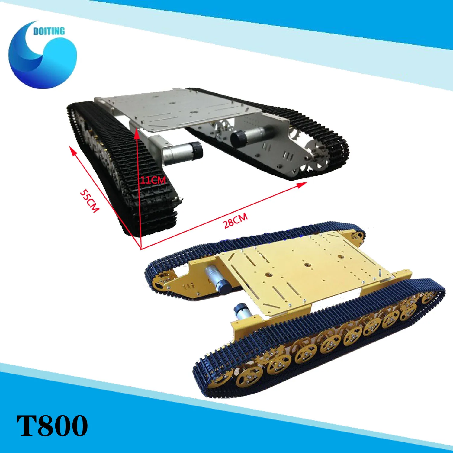 

Official T800 4WD Metal Tank Tracked Chassis RC Robot Platform Big Load 2WD Tracked Tank Model