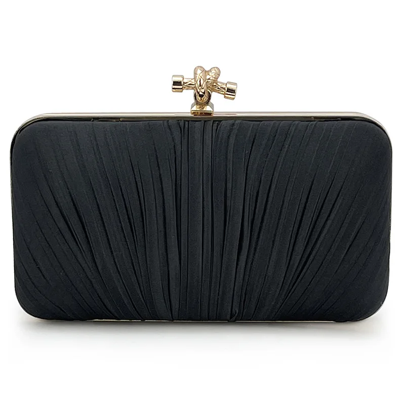 Pleated Evening Clutch Banquet Handbag For Women Crossbody Chain Bag Formal Bridal Wedding Clutch Prom Cocktail Party Purse