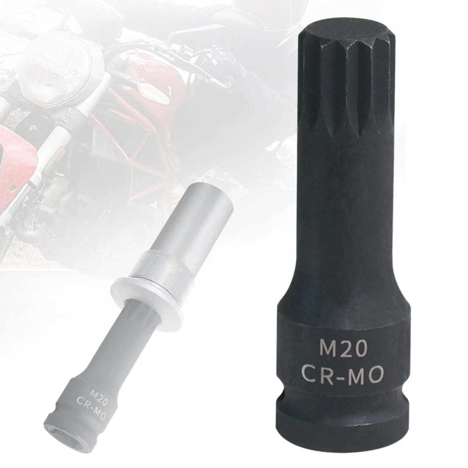 Impact Triple Square Spline Bit Socket Adapter M20 Steel Black 3 Inch for Electric Bike Maintenance