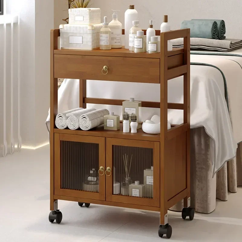 Beauty Salon Auxiliary Cart With Wheels Nail Salon Store Storage Cabinet Multifunctional Household Bathroom Storage Rack