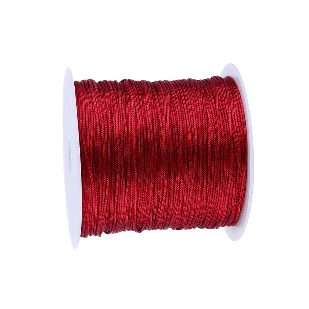 خيط خيطي مكرامي من Rattail ، حبل صيني من النايلون ، بورجوندي ، عقدة m X 49