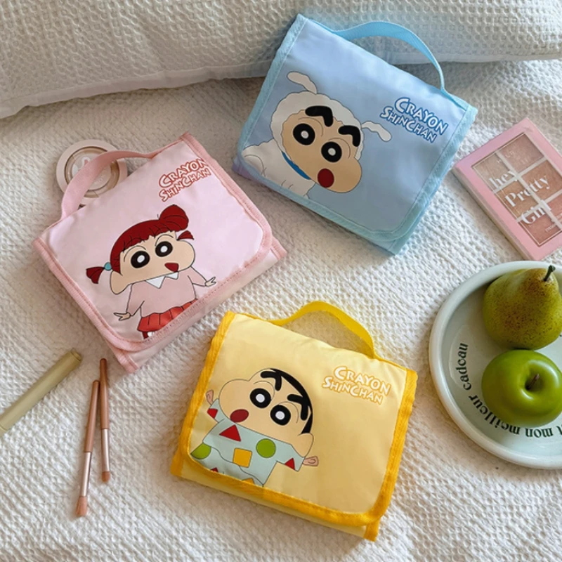 Crayon Shin-Chan Cartoon Good-Looking Fold Pen Case Large Capacity Storage Bag Handheld Portable Storage Handbag Gift for Girls