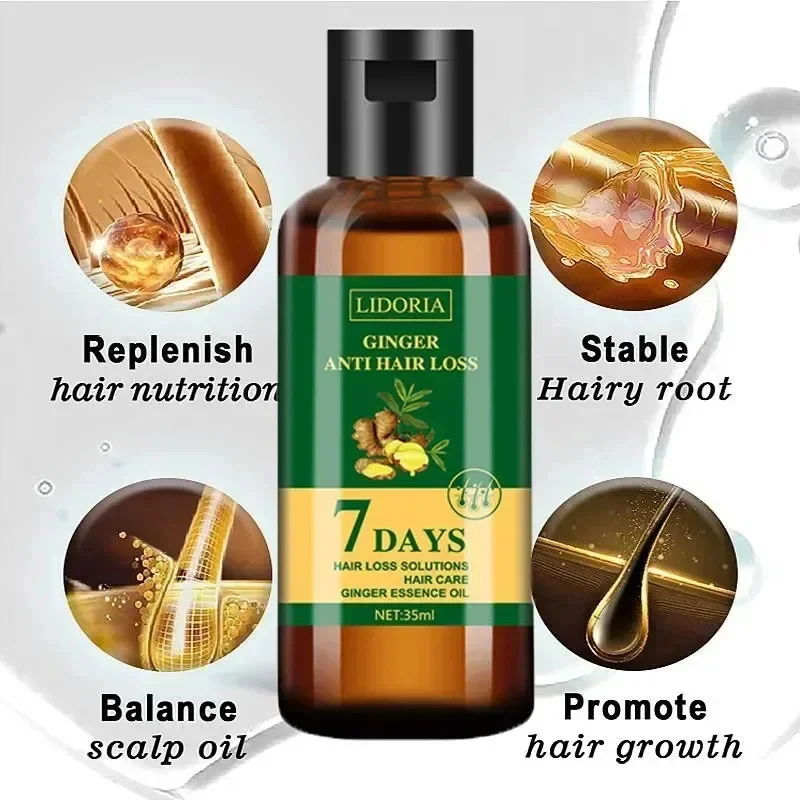 Ginger Hair Growth Serum Natural Anti Hair Loss Care Oil Fast Growing Prevent Baldness Scalp Treatment Damaged Repair Products