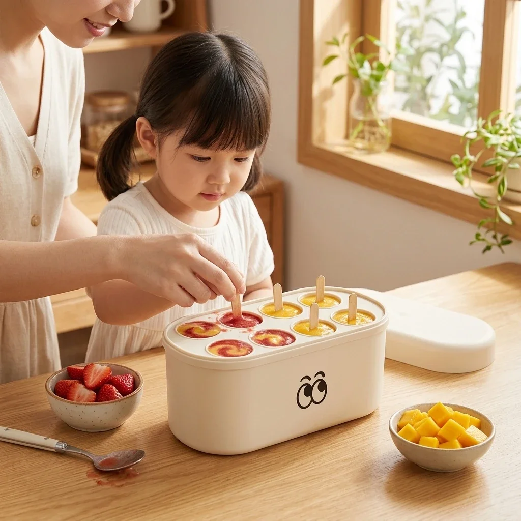 Kids Popsicle Mold Silicone Ice Pop Maker Easy Release for Homemade Ice Cream Treats Healthy Summer Dessert Tool Durable