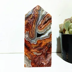 Natural Stone Mexico Lace Agate Crystal Tower Wand point Raw Rock Meditate On Energy Reiki Feng Shui Crystals Home Decorations