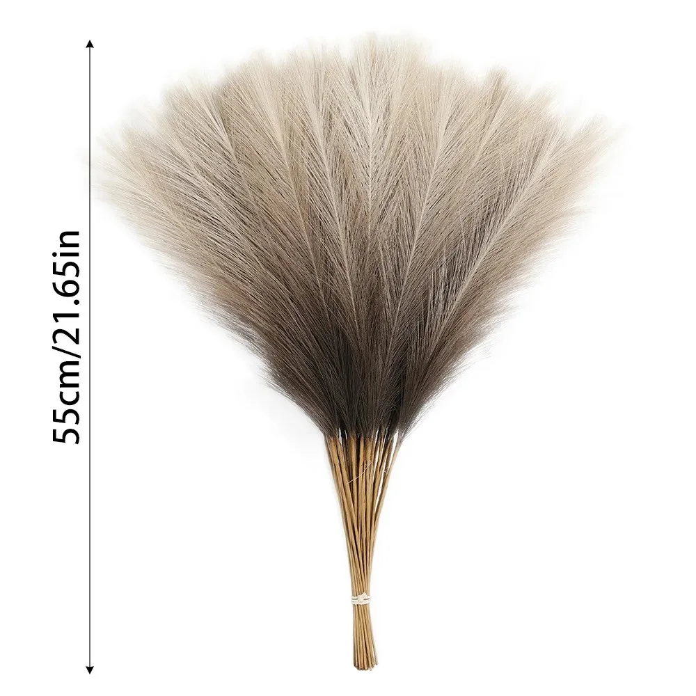 15Pcs Pampas Grass Realistic Artificial Stems Home Decor 55CM Fake Plant for  Garden Wedding Decoration Vase Filling Ornament view 6
