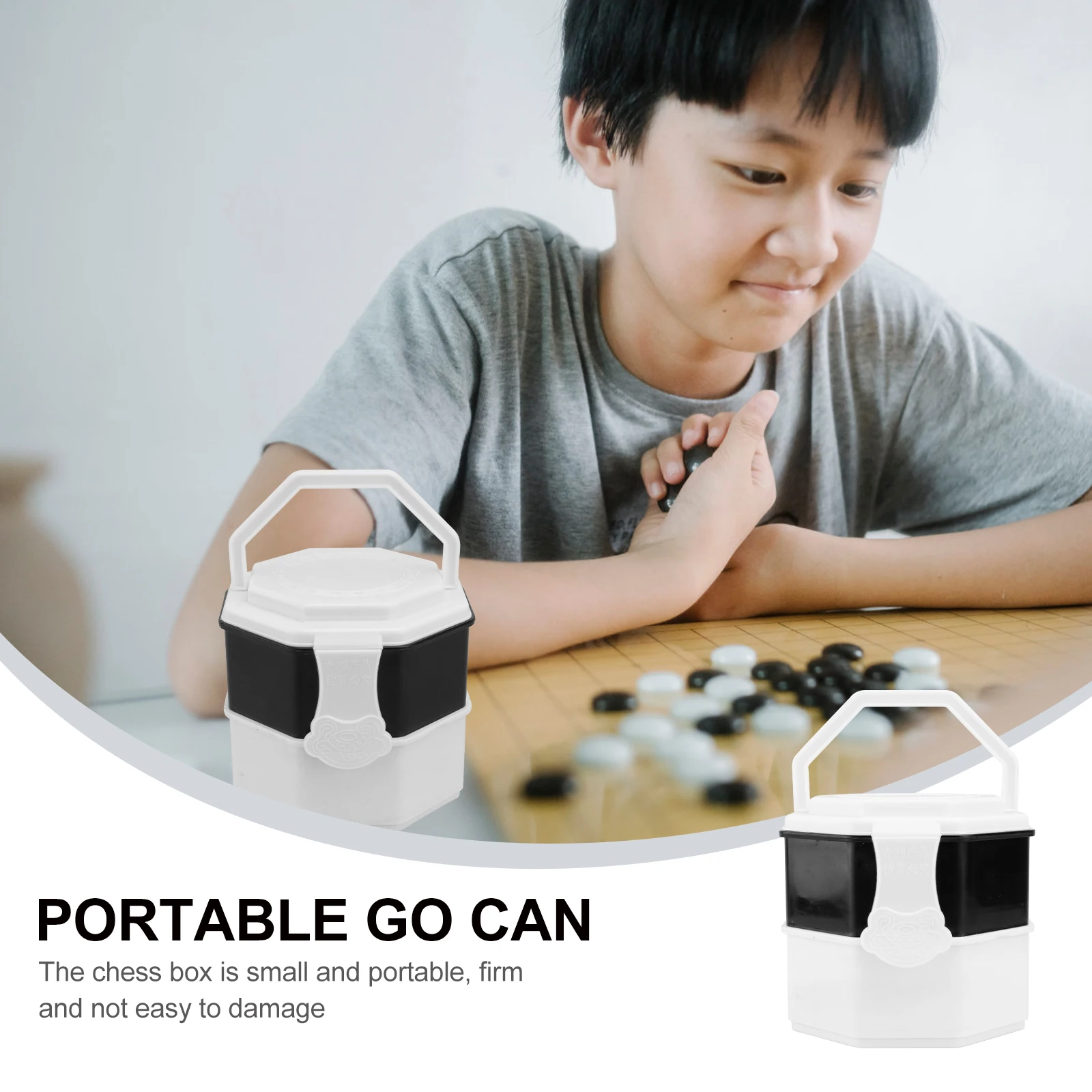 

1pc Portable Chess Pieces Storage Can Outdoor Go Holder Black White Lock Design Chess Stones Container For Party Leisure