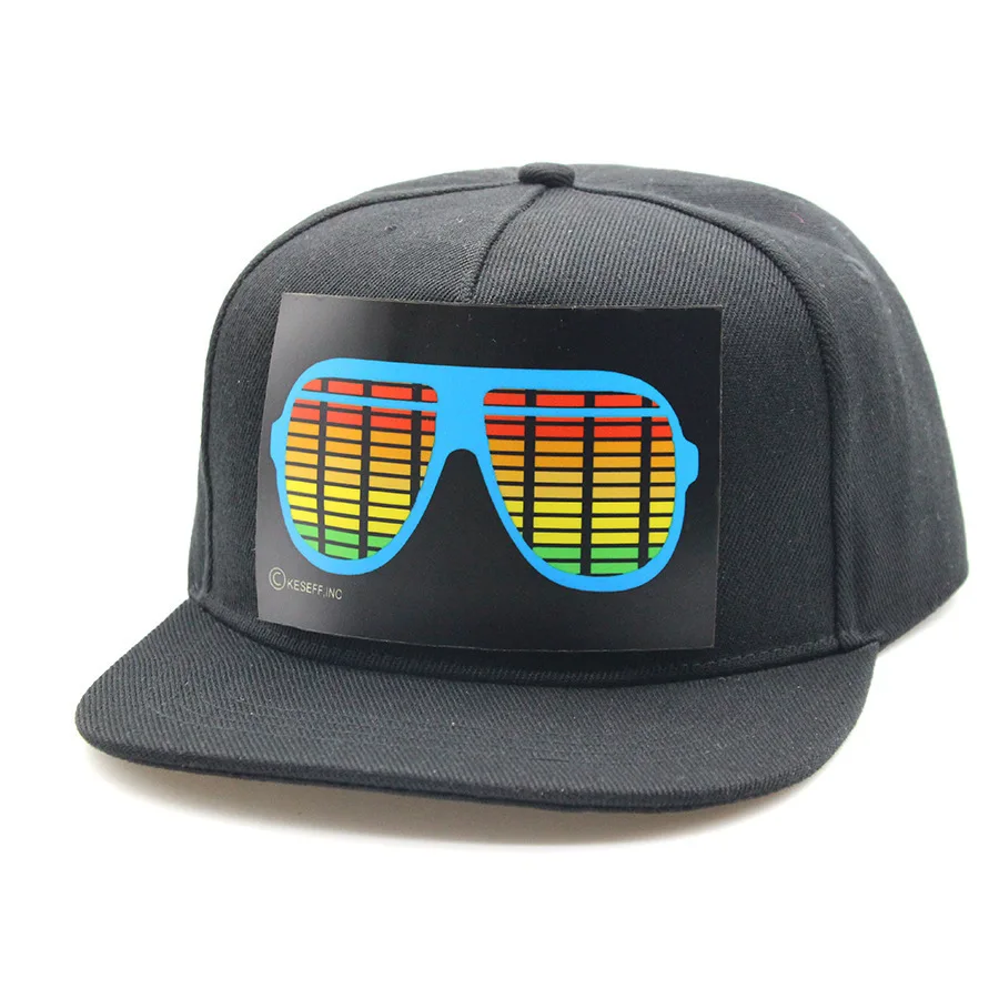 Party LED Baseball Cap with Sound-Controlled LED Light Cold Light Music Rhythm Melody Blinking LED Hat Unisex Cotton Summer Wind