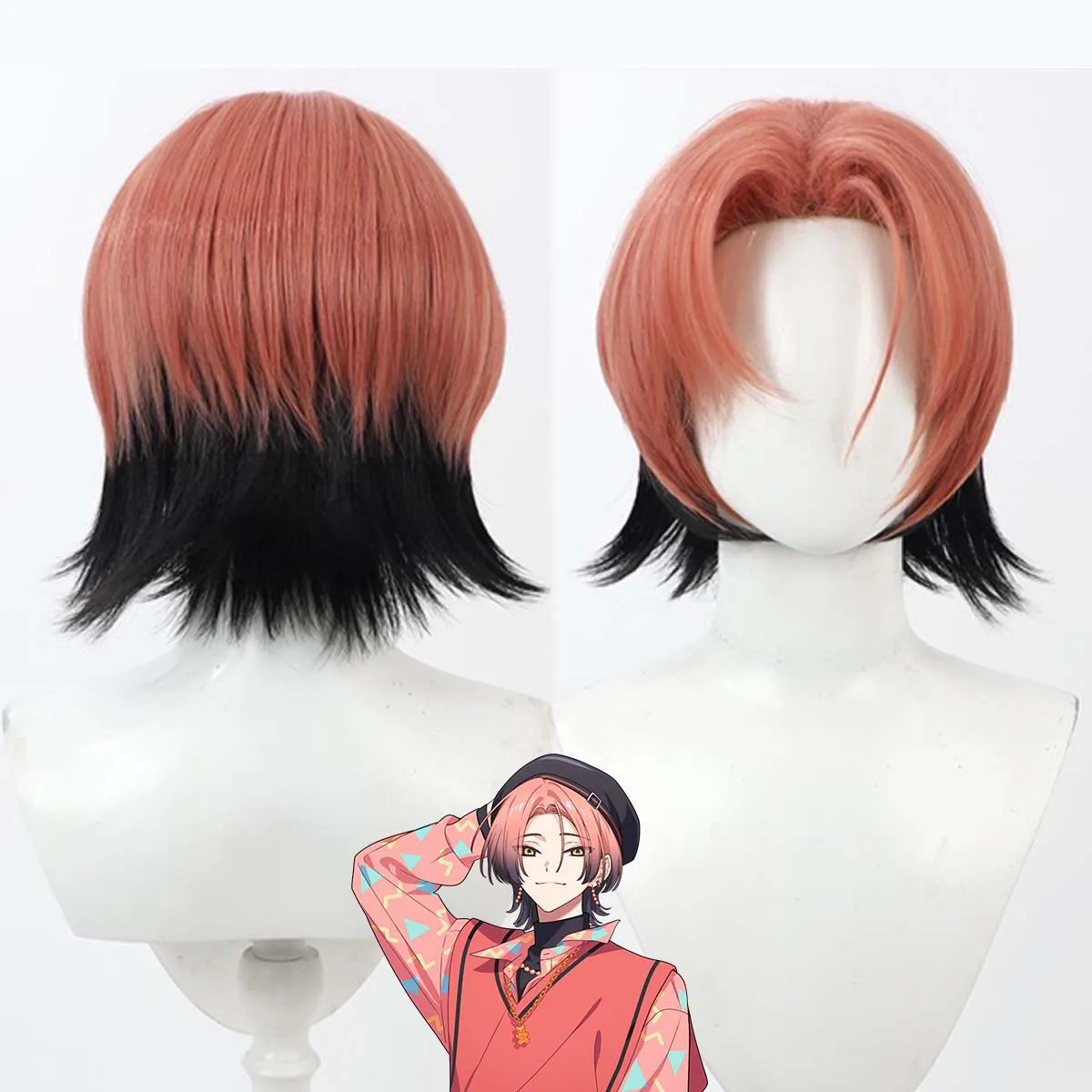 

Halloween Party Game 18TRIP Cosplay Chihiro Natsuyaki Orange Red Mixed Black Heat Resistant Wig