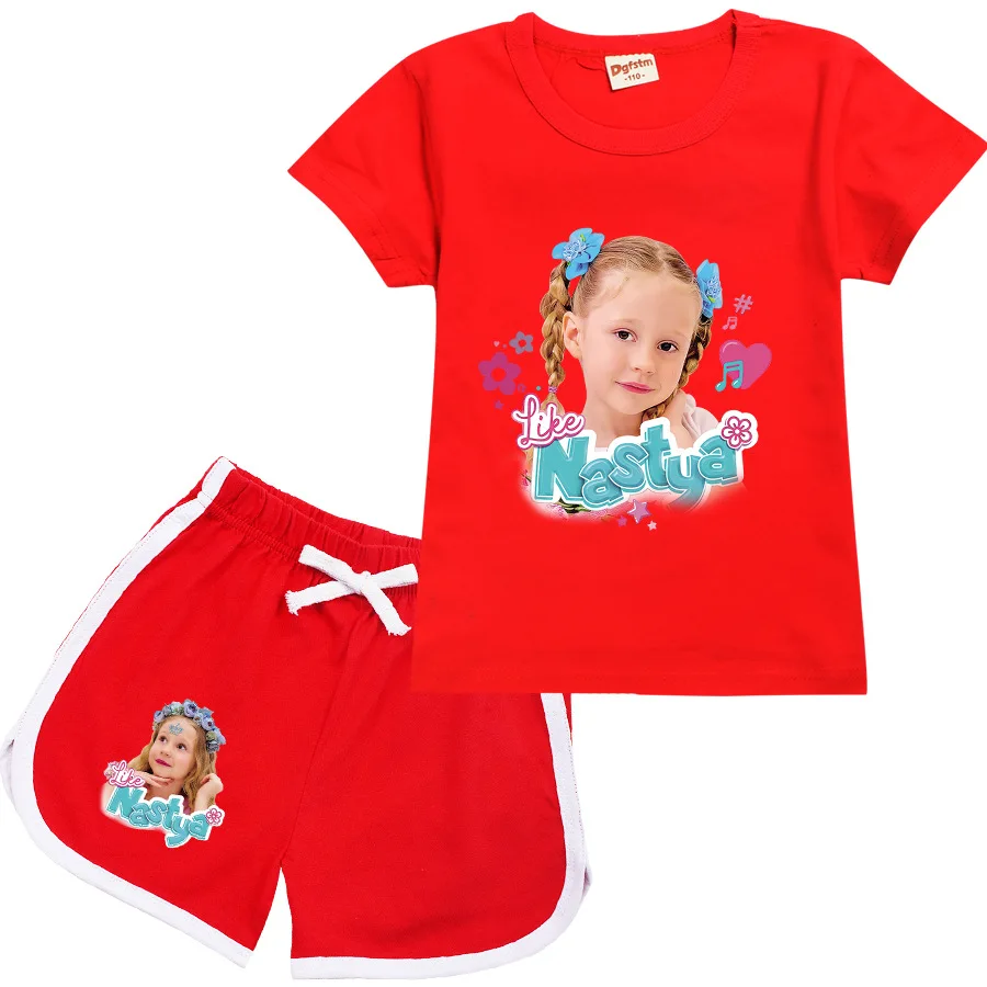 Lovely Like Nastya T Shirt Kids Summer Short Sleeve T-shirt and Shorts 2pcs Sets Toddler Girls Outfits Children Casual Sportsuit