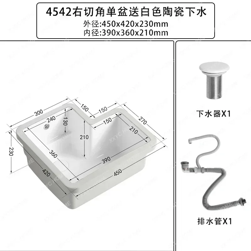 AABalcony Corner Cut Ceramic Undercounter Basin Wall Corner Special-shaped Washbasin Household Deepening Washbasin Washbasin Sin