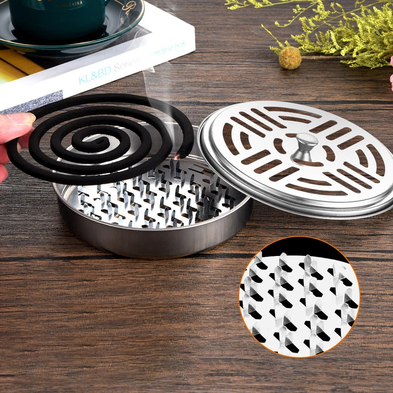 Mosquito Coil Tray Portable Holder Hotel  Repellent Rack With Cover Summer Anti-mosquito Home Camping Outdoor Supply