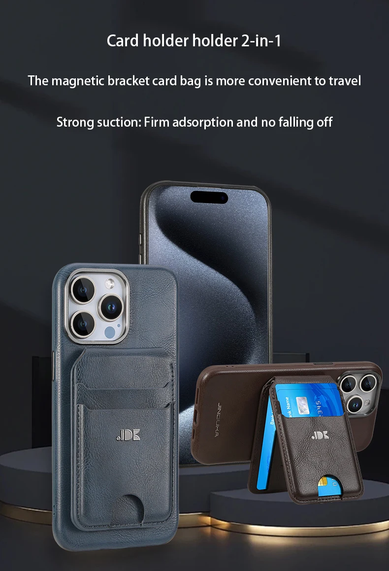 

Business Style Detachable Wallet Card Kickstand Magnetic Leather Phone Case for iPhone 16 14 15 12 13 11 Back Cover