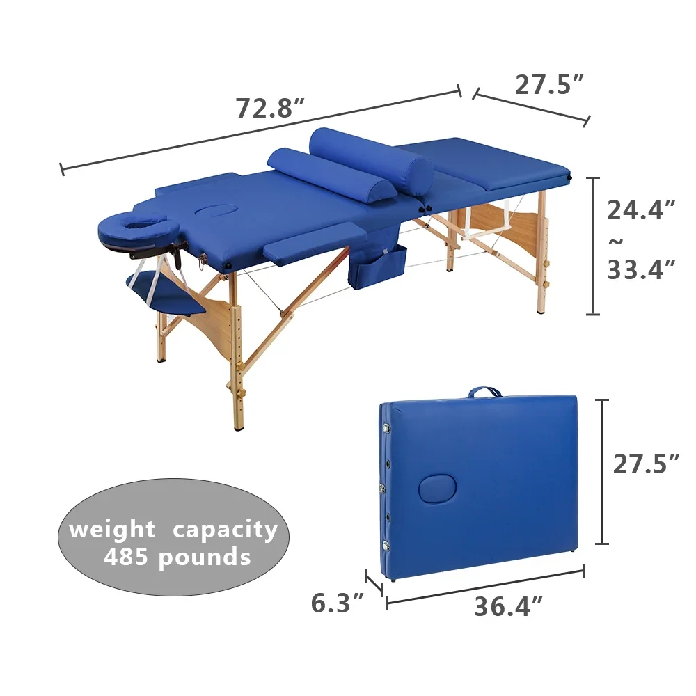 3 Sections Folding Portable SPA Bodybuilding Massage Table Set