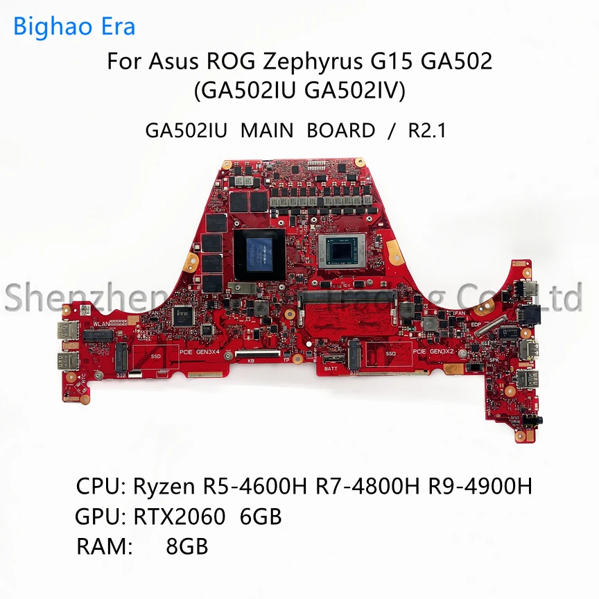 

For Asus ROG Zephyrus GA502IV GA502IU Laptop Motherboard W/ R5 R7-4800H R9-4900H CPU RTX2060-6GB 8GB-RAM GA502IU MAIN BOARD R2.1