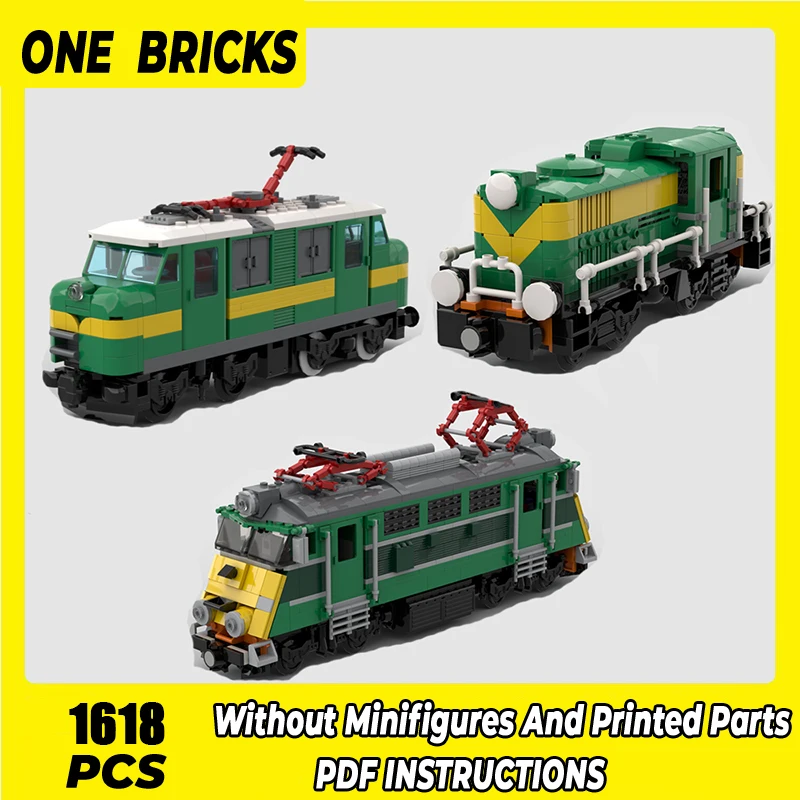 City Train Model Moc Building Bricks Vintage Spanish Locomotive Technology Modular Blocks Gifts Christmas Toys DIY Sets Assembly