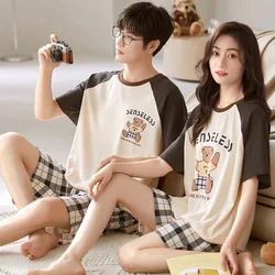 2023 New Cotton Homewear Couple's Summer Nightwear Men's Pyjamas Women Short Pijamas Cartoon Cute Home Service ropa de dormir