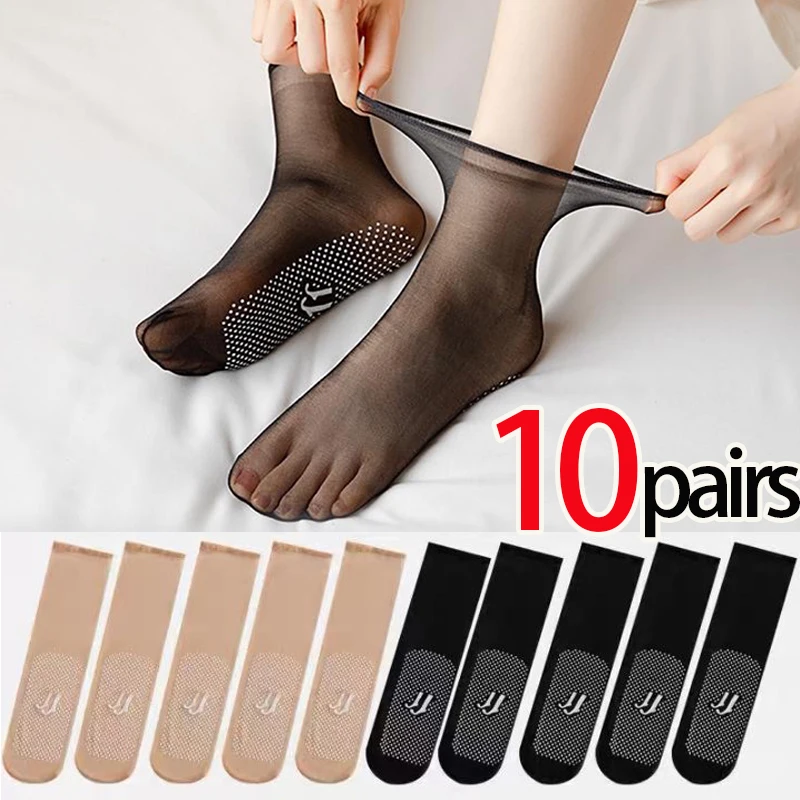 

10 Pairs Women Socks Soft Nylon Ladies Socks Summer Ultrathin Breathable Sock Casual Lightweight Female Transparent Boat Socks