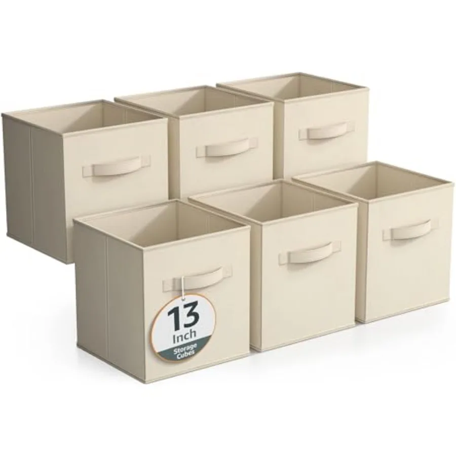 

Fabric Storage Cubes - 6 Foldable Storage Bs for Organizg Pantry Cubbies Toy Box - Clothes Storage and Closet Organizer - Colla