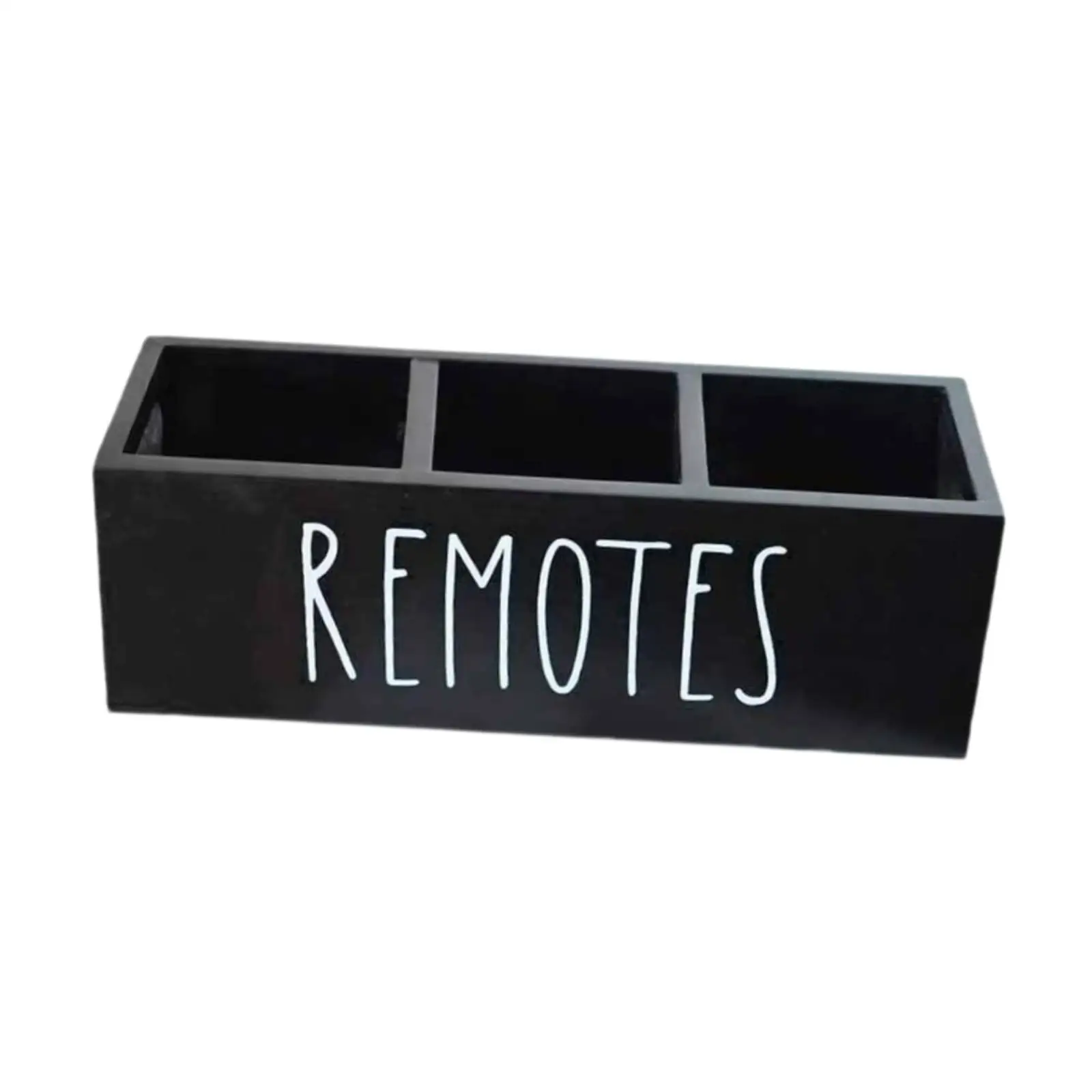 

Remote Control Holder Wooden Pens Holder Rustic 3 Compartments Storage Box for