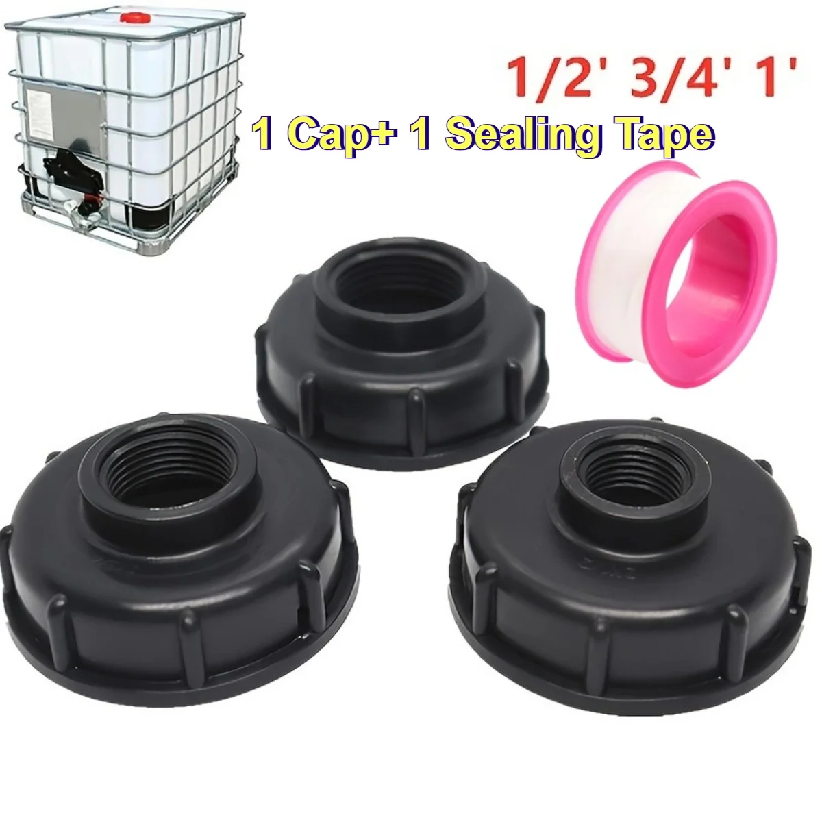 2Pcs S60X6 Coarse Thread IBC Tank Adapter Heavy Duty, 60mm Internal Thread to 1/2 3/4 1 Inch Male Connector for Rainwater Tank
