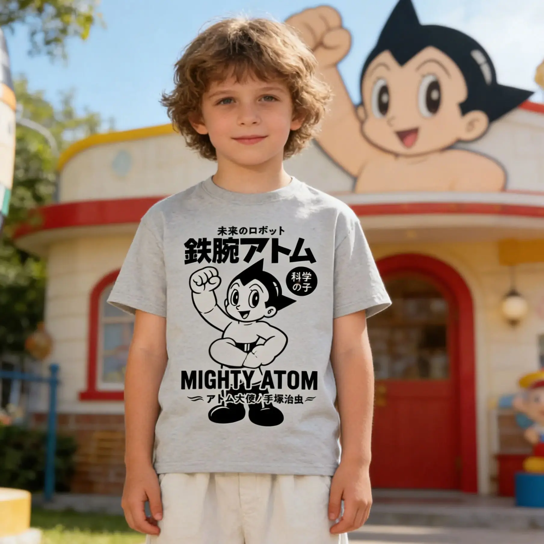 New Casual Japan Astro Boy Mighty Atom Men Short Sleeve Tee Printed Tops kid Tshirt Children Adults Parent Child T shirts