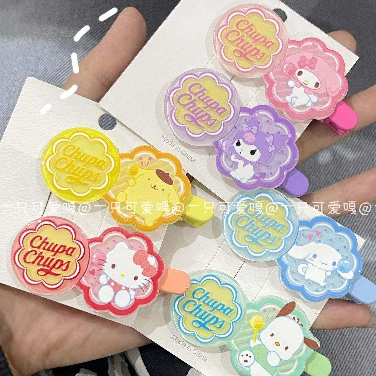 Sanrio hair clip cute sweet girl heart Kuromi mymelody Pochacco Cinnamoroll student cartoon bangs clip headdress card children