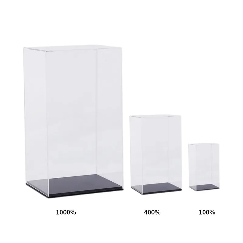 High transparency with base thickened integrated building block bear figure dust cover display box